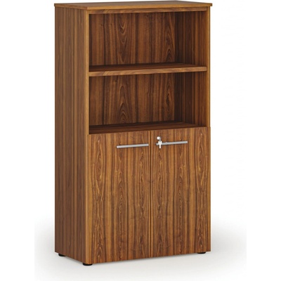 Primo Kombinovaná kancelárska skriňa WOOD, dvere na 2 poschodia, 1434 x 800 x 420 mm, orech