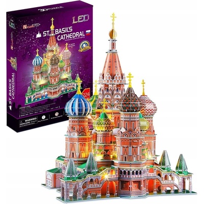 CubicFun 3D puzzle svítící Chrám Vasila Blaženého 224 ks – Zboží Dáma