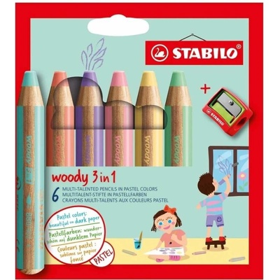 STABILO Pastelko-vodovko-voskovky Woody 3 in 1 pro nejmenší 10 ks + ořezávátko – Zboží Dáma