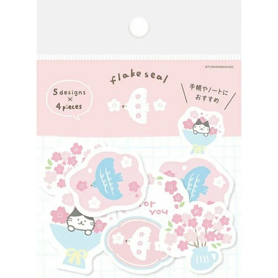Furukawashiko Flake Seal Sakura and Cat