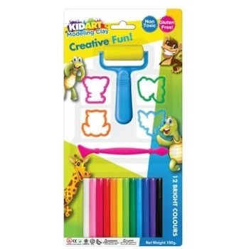 Kid Art Kid Art: комплект глина за моделиране с форми, 12 части