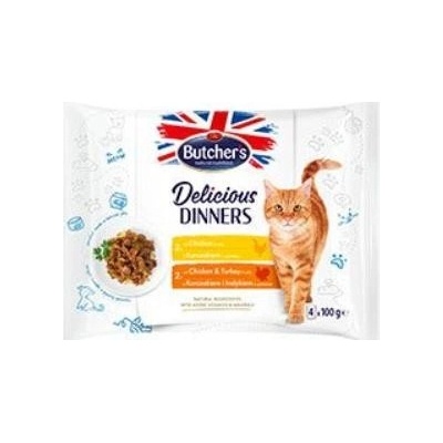Butcher's Cat Delic.Dinners kuracie / kurča a morčacie 4 x 100 g