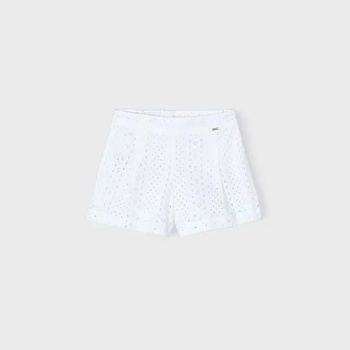 Mayoral Панталон къс перфорации в бял цвят за мини момиче Майорал