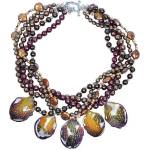 Dannyra Колие с листенца от естествена орхидея, перли Майорка и седеф Night Dream Dannyra Jewels