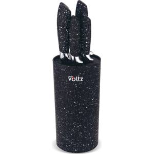 Voltz Комплект ножове със стойка Oliver Voltz OV51633G5, Стомана, Мраморно покритие, 6 части, Черен (Set OV51633G5)