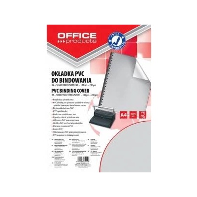 Office Products BINDING CLADDING OFFICE PRODUCTS, PVC, A4, 200MICR. , 100PCS, GREY TRANSPARENT 20222015-10