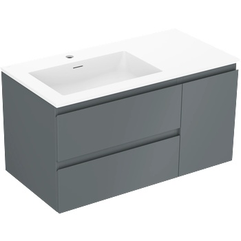Mexen Orio 90 см шкаф за баня с мивка Otis ляв, 2S, 1D, графит мат/бял мат (91A13-09047-3-BBFFF66-W18L01)