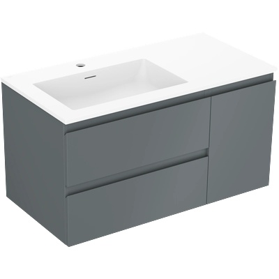 Mexen Orio 90 см шкаф за баня с мивка Otis ляв, 2S, 1D, графит мат/бял мат (91A13-09047-3-BBFFF66-W18L01)