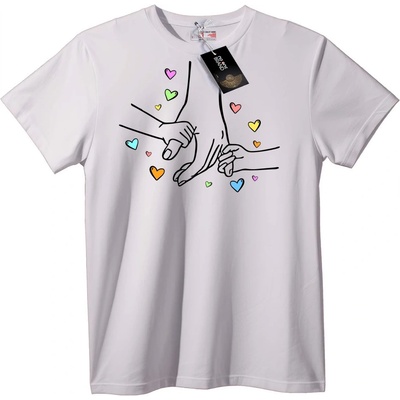 NOONEBRAND Тениска Ръце с Любов и Цветни Сърца - S, White