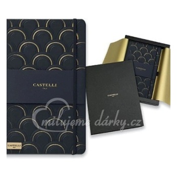 Castelli Art Deco poznámkový zápisník s gumičkou 130 x 210 mm černá