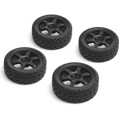 CARTEN nalepené Rally gumy 26 mm na čiernych 6 lúč. diskoch 0 mm OFFset 4 ks
