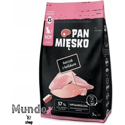 PAN MIĘSKO Kurča s králikom pre mačiatka 5 kg