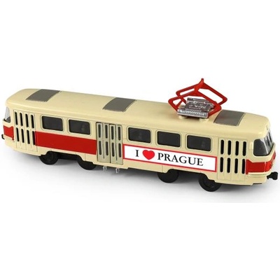Rappa Метален чешки ретро трамвай червен 16 см prague отварящи се врати