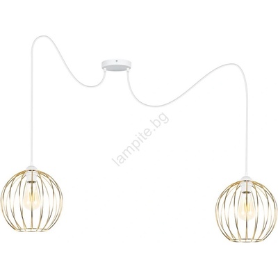 BELIS Пендел MATT 2xE27/60W/230V паяк бял/златист (BE0721)