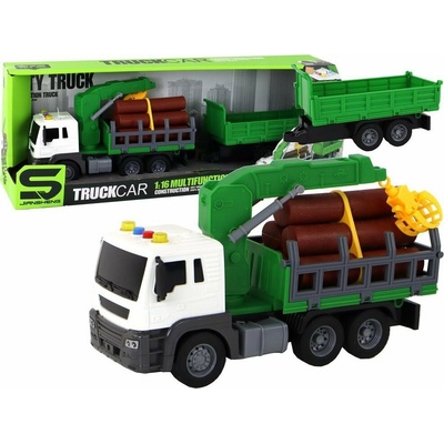 LEAN TOYS Nákladné auto so žeriavom zelená 1:16