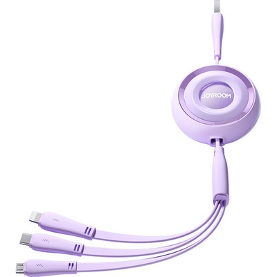 Joyroom S-A40 Colorful Series USB-A na USB-C / Lightning / microUSB, 1m, fialový