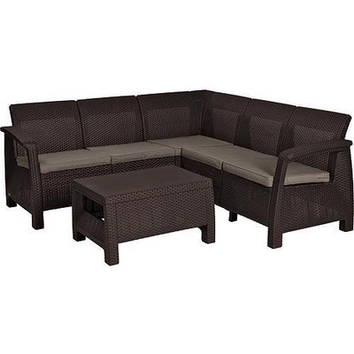 Strend Pro Allibert CORFU Set terasový taupe, stôl, rohová pohovka Brown/warm