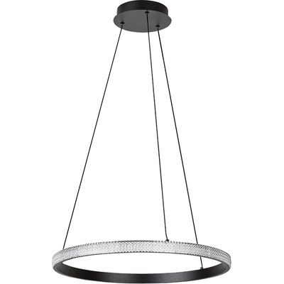 Grete, indoor pendant lamp, one round shade, black metal lamp with white acryl shade, 32W, with shade: 2150lm, without s (72258)