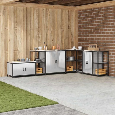 vidaXL Съхранение в кухнята с рафт Сребрист 60 x 50 x 92 см Стомана (874972)