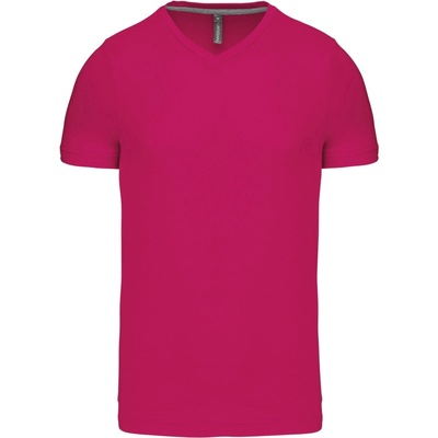 Kariban tričko K357 výstřihem do V krátký rukáv pánské fuchsia