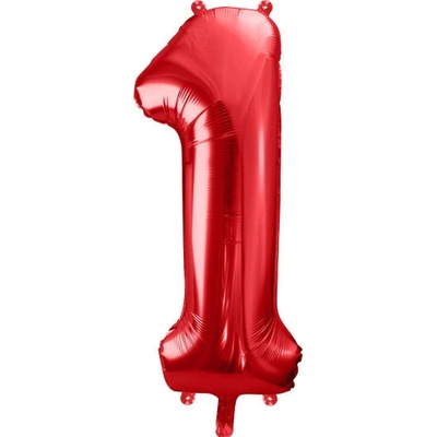 PARTYDECO Foliová číslice- 1 červená -86 cm
