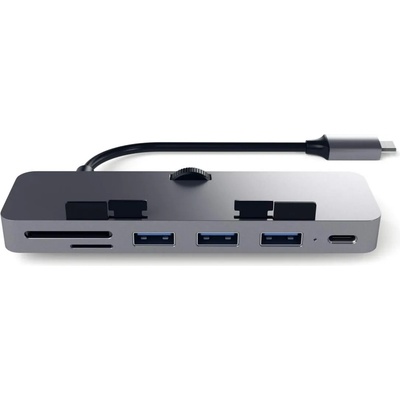 Satechi Aluminium USB-C Clamp Hub Pro - алуминиев USB-C хъб и четец за SD/microSD карти за iMac 2017, iMac Pro, iMac 2019 (тъмносив)