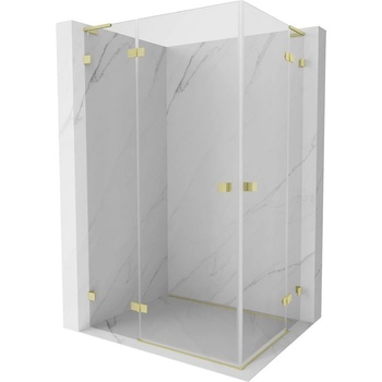Mexen Lunar L Duo душ кабина с преграда, лява, 95 x 80 см, прозрачна, златно четковано - 834L-095L-080P-55-00 (834L-095L-080P-55-00)