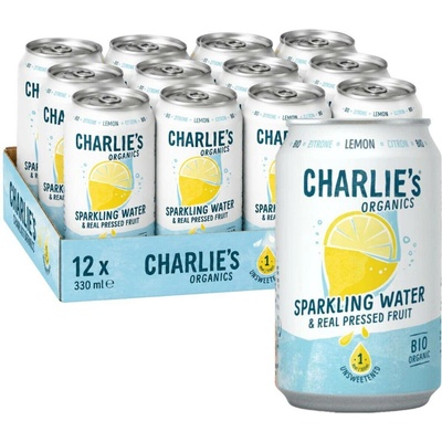 Charlie's Organics sycená pitná voda s citronovou šťávou 12 x 330 ml