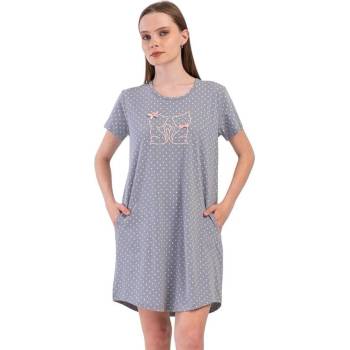 Сива макси нощница на точки с котета