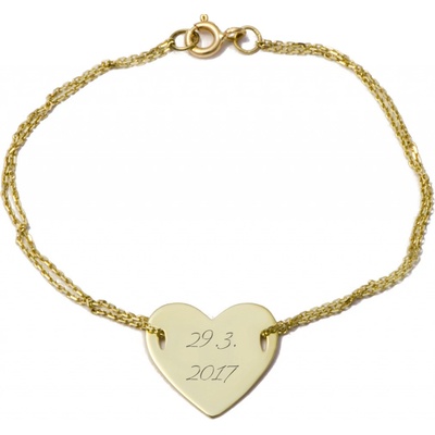 Zlatnictví Zlatíčko zlatý náramek s destičkou ZZ10.srdce1717