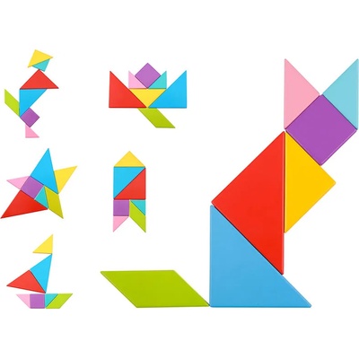 Tooky Toy Дървен пъзел Танграм ty879