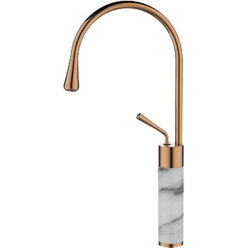 INVENA Висок смесител за мивка invena stone БЯЛ/МЕД (bu-03-w18-v)