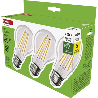 Emos Lighting LED žiarovka Filament A60 E27 3,8 W 60 W 806 lm neutrálna biela