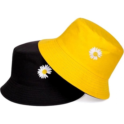 Bucket hat oboustranný rybářský klobouk černá a žlutá