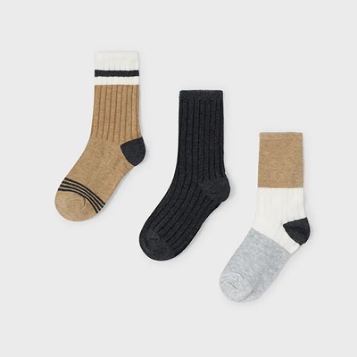 Mayoral Сет 3 чифта чорапи в бежово и черно за момче Майорал