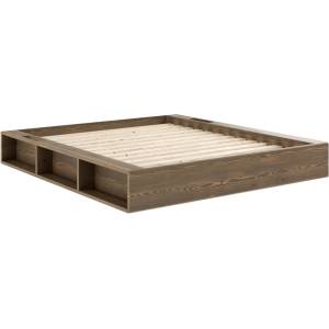 Karup Design Кафяво двойно легло от борова дървесина с решетка 180x200 cm Ziggy - Karup Design (431106180200)