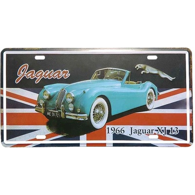 Plechová tabuľa retro Jaguar XJ 13 1966 30 x 15 cm