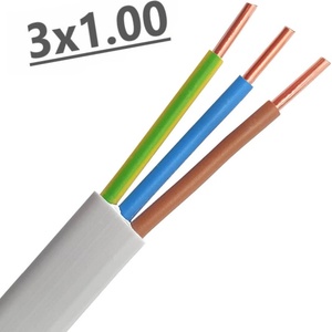 UltraLux Плосък безмостов кабел 3x1 mm2 (ПВВ-Б1); 220/380V (няма)