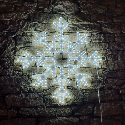 DECOLED LED svetelná snehová vločka X, závesná 3D tlač, priemer 102 cm, ľadovo biela