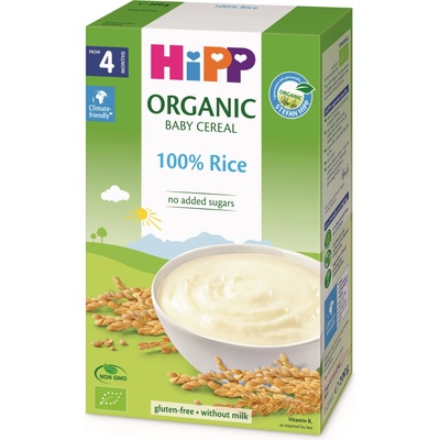 Hipp Био безмлечна пълнозърнеста каша Hipp - Ориз, 4 м+, 200 g (30402)