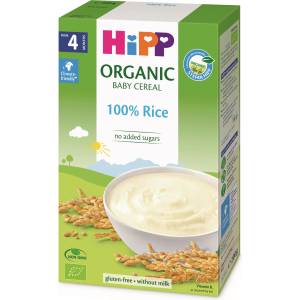 Hipp Био безмлечна пълнозърнеста каша Hipp - Ориз, 4 м+, 200 g (30402) - baby