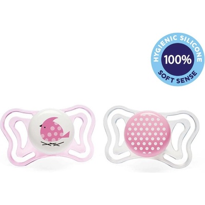Chicco Physio Light silikon dievča vtáčik/bodky 2 ks V000910