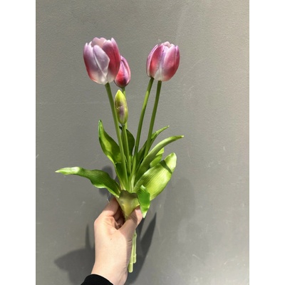 Kytička tulipánov Real Touch 5 ks lila/fuksia - Nuvole di Stoffa