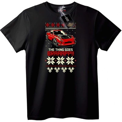 NOONEBRAND Тениска Braaap Коледен Автомобил - L, White