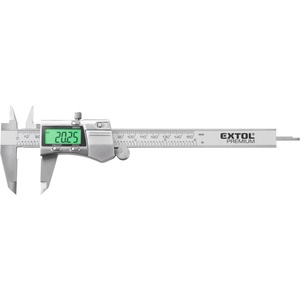 EXTOL цифров шублер; 0, 01x150mm, дисплей с подсветка, дълбокомер, неръждаема стомана, точност