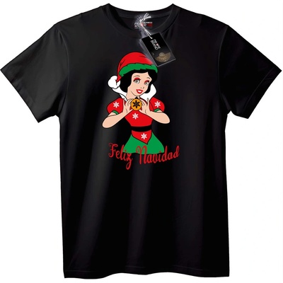 NOONEBRAND Тениска Весела Коледа с момиче Дядо Коледа - 7XL, Black