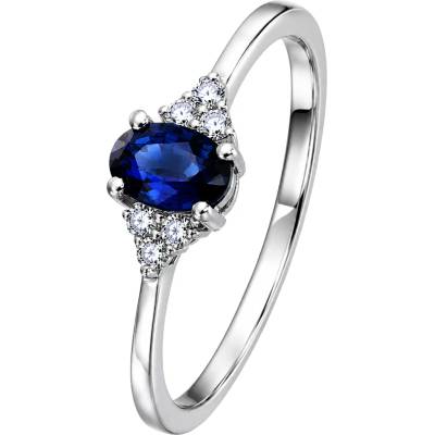 Zlaton Prsten bílé zlato s modrým safírem a diamanty N19062603417