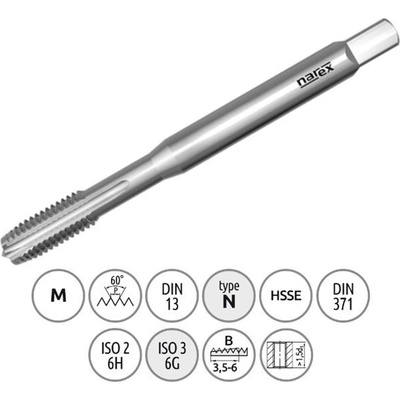 Narex Ždánice 041531054050000 - Závitník strojní M 5,0x0,8mm typ 3043 kód 1500, lícování ISO 3 (6G), DIN371