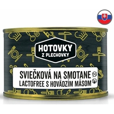 Hotovky z plechovky Sviečková na smotane s hovädzím mäsom bez lepku a mlieka 400 g
