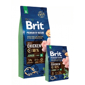Brit PREMIUM Puppy/JUNIOR XL BY NATURE- Суха храна за млади кучета от гигантски породи с 50% прясно пилешко месо- 15 кг